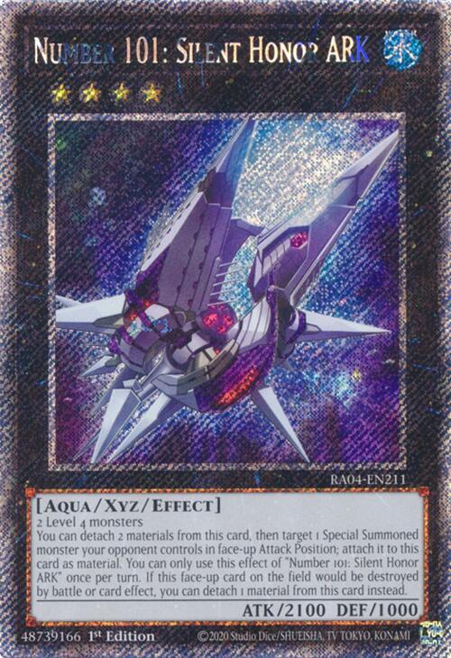Number 101: Silent Honor ARK (Platinum Secret Rare) RA04-EN211 card from Quarter Century Stampede