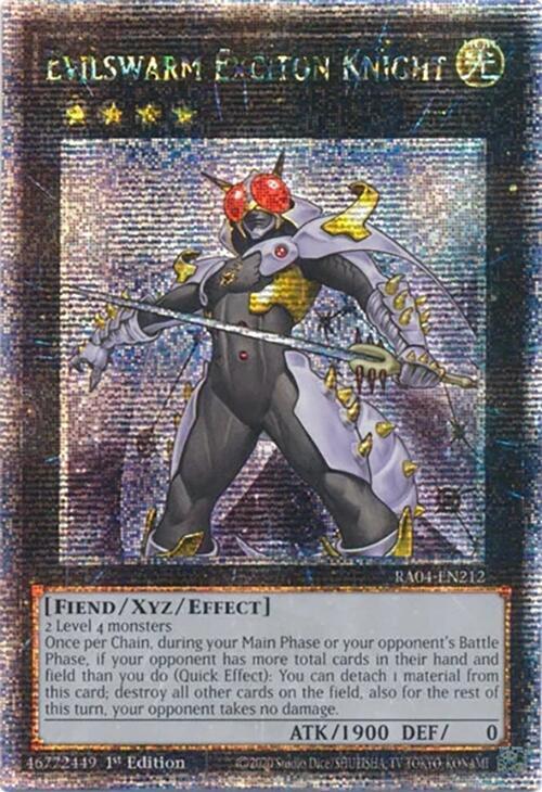 Evilswarm Exciton Knight (Quarter Century Secret Rare) RA04-EN212 card from Quarter Century Stampede