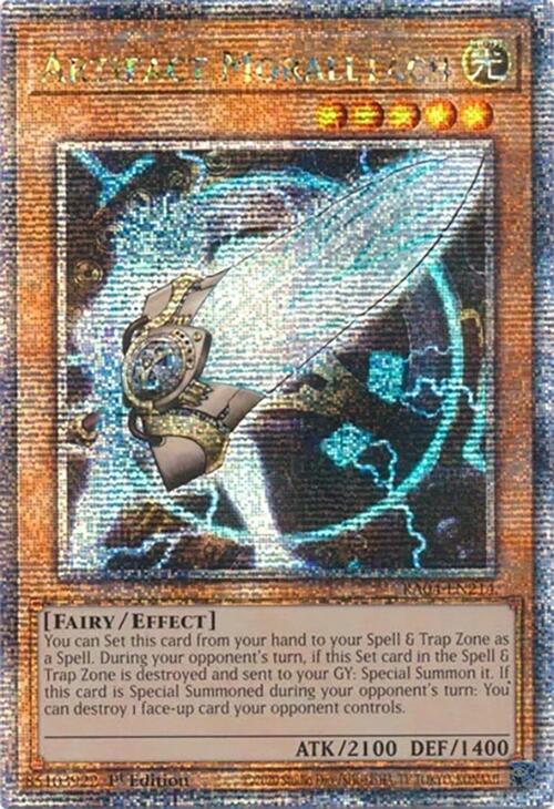 Artifact Moralltach (Quarter Century Secret Rare) RA04-EN214 card from Quarter Century Stampede