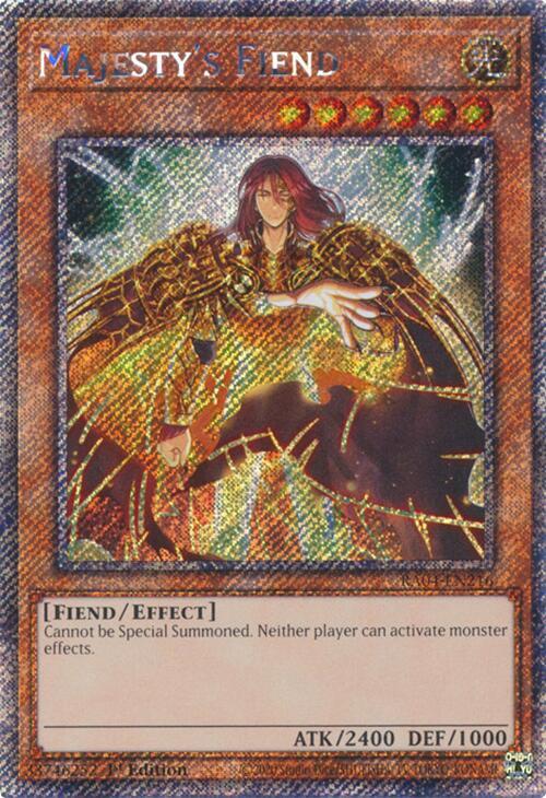 Majesty's Fiend (Platinum Secret Rare) RA04-EN216 card from Quarter Century Stampede