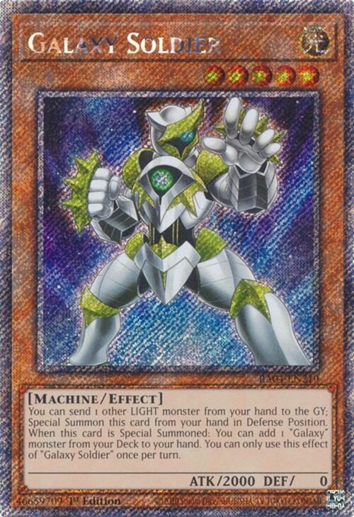 Galaxy Soldier (Platinum Secret Rare) RA04-EN219 card from Quarter Century Stampede
