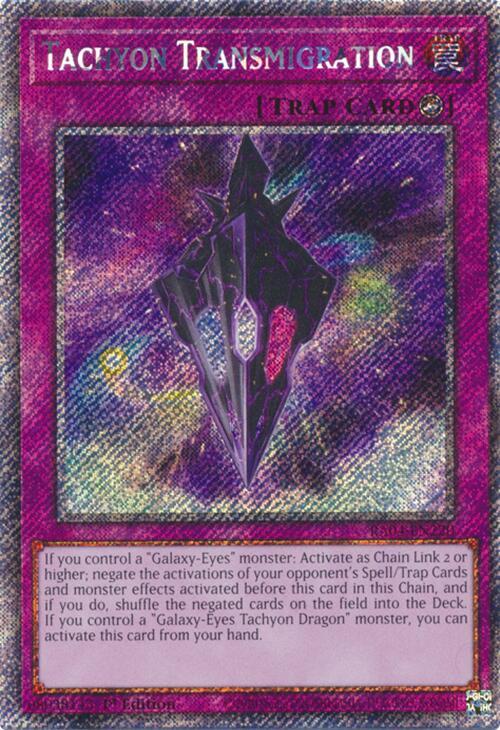 Tachyon Transmigration (Platinum Secret Rare) RA04-EN220 card from Quarter Century Stampede