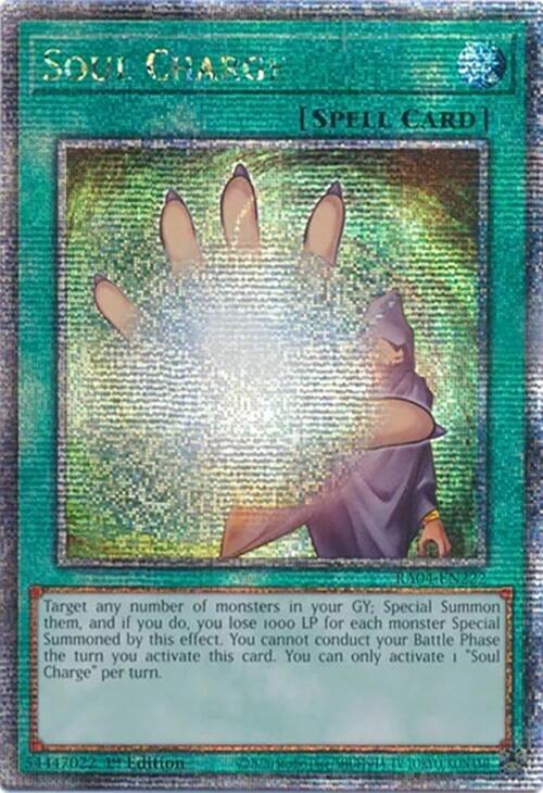 Soul Charge (Quarter Century Secret Rare) RA04-EN222 card from Quarter Century Stampede