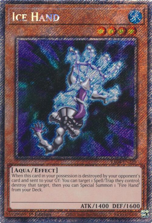 Ice Hand (Platinum Secret Rare) RA04-EN225 card from Quarter Century Stampede