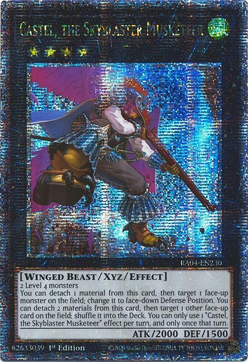 Castel, the Skyblaster Musketeer (Quarter Century Secret Rare) RA04-EN230 card from Quarter Century Stampede