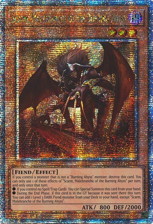 Scarm, Malebranche of the Burning Abyss (Quarter Century Secret Rare) RA04-EN233 card from Quarter Century Stampede