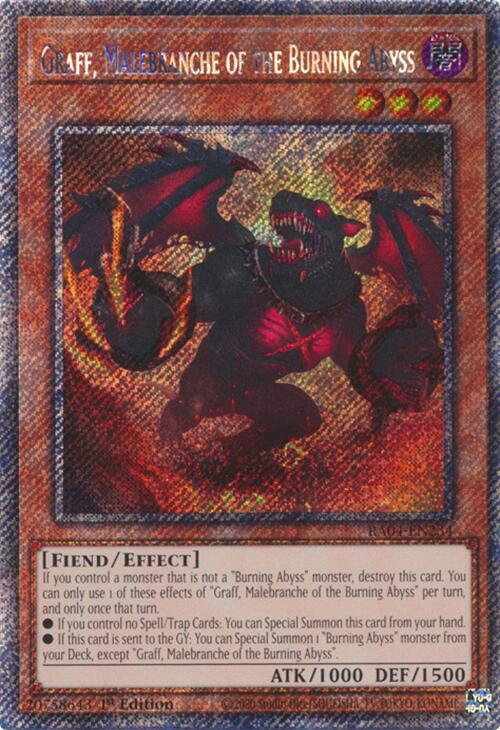 Graff, Malebranche of the Burning Abyss (Platinum Secret Rare) RA04-EN234 card from Quarter Century Stampede