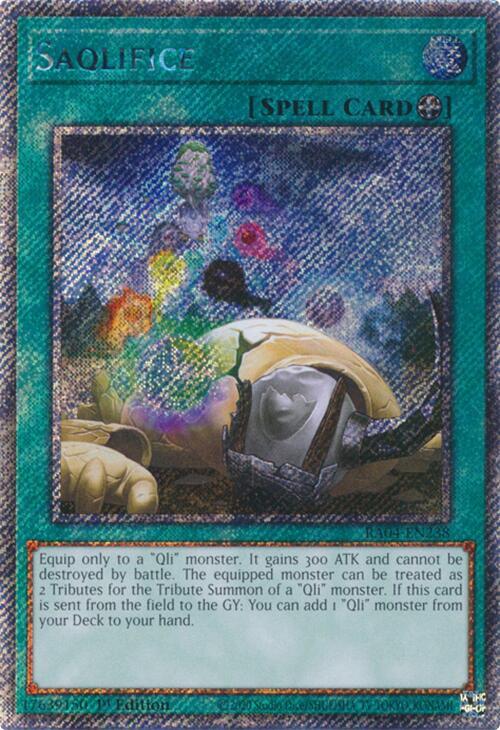 Saqlifice (Platinum Secret Rare) RA04-EN238 card from Quarter Century Stampede
