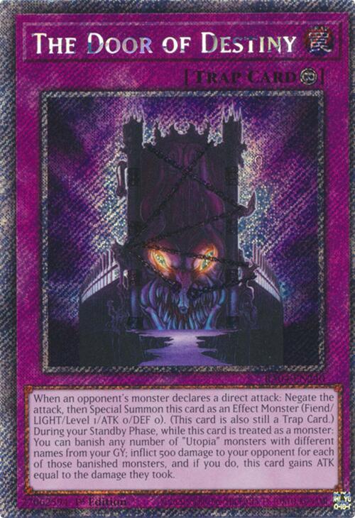 The Door of Destiny (Platinum Secret Rare) RA04-EN240 card from Quarter Century Stampede