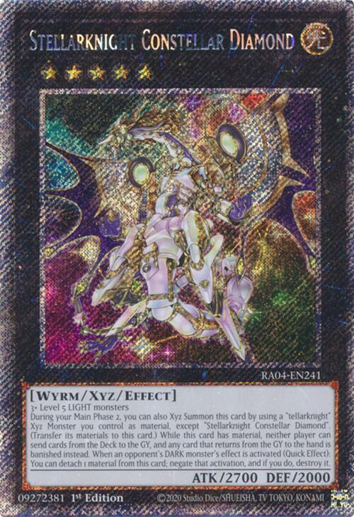 Stellarknight Constellar Diamond (Platinum Secret Rare) RA04-EN241 card from Quarter Century Stampede