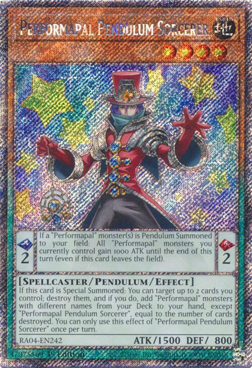 Performapal Pendulum Sorcerer (Platinum Secret Rare) RA04-EN242 card from Quarter Century Stampede