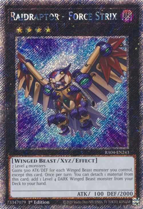 Raidraptor - Force Strix (Platinum Secret Rare) RA04-EN243 card from Quarter Century Stampede