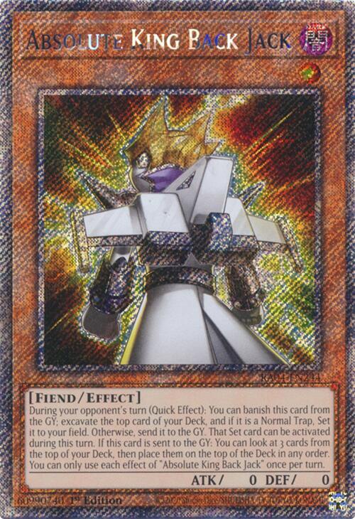 Absolute King Back Jack (Platinum Secret Rare) RA04-EN244 card from Quarter Century Stampede