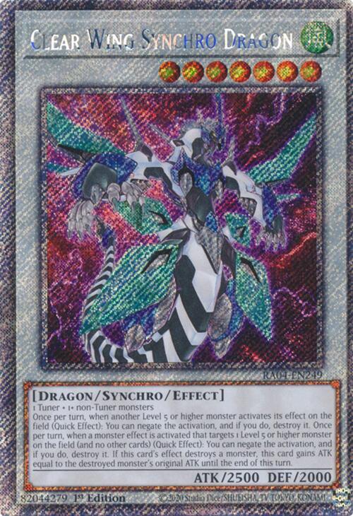 Clear Wing Synchro Dragon (Platinum Secret Rare) RA04-EN249 card from Quarter Century Stampede