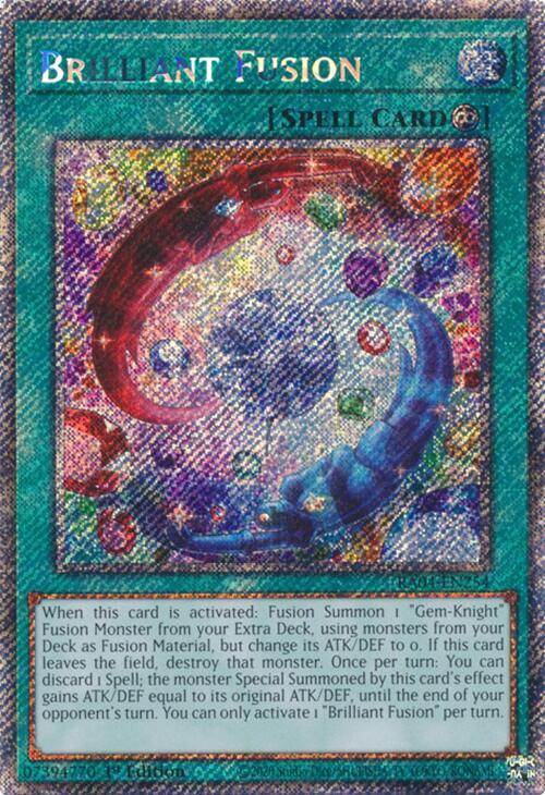 Brilliant Fusion (Platinum Secret Rare) RA04-EN254 card from Quarter Century Stampede