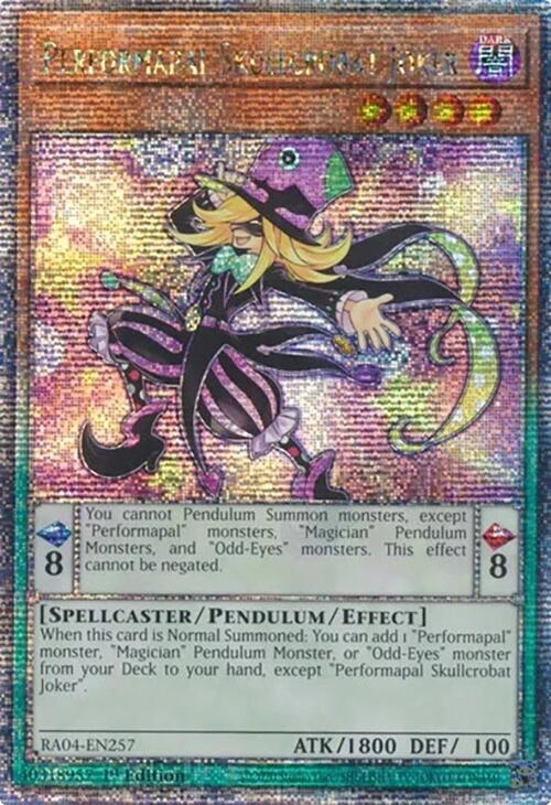 Performapal Skullcrobat Joker (Quarter Century Secret Rare) RA04-EN257 card from Quarter Century Stampede