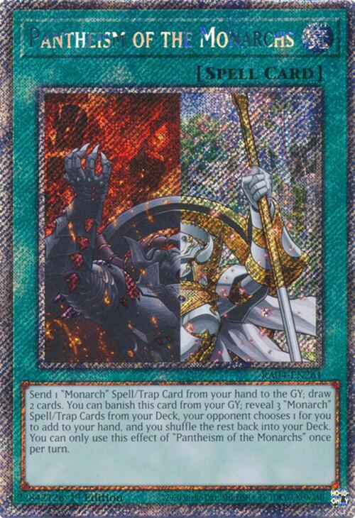 Pantheism of the Monarchs (Platinum Secret Rare) RA04-EN261 card from Quarter Century Stampede