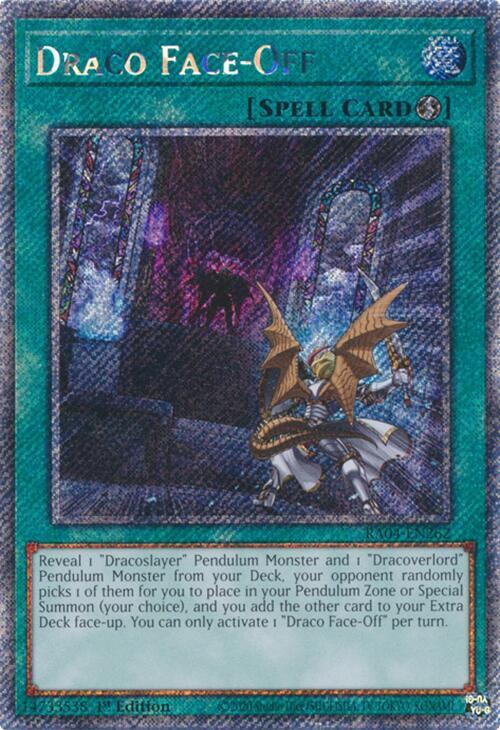 Draco Face-Off (Platinum Secret Rare) RA04-EN262 card from Quarter Century Stampede