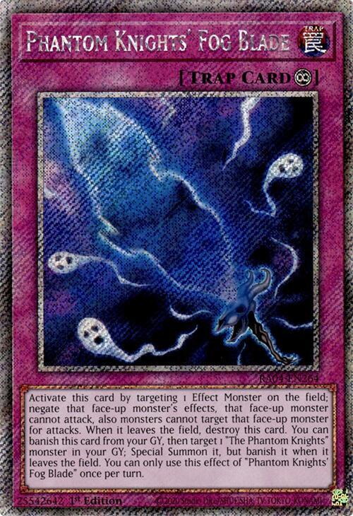 Phantom Knights' Fog Blade (Platinum Secret Rare) RA04-EN264 card from Quarter Century Stampede