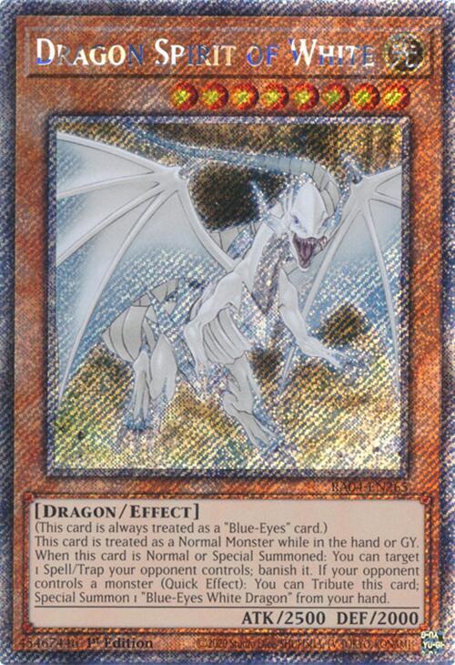 Dragon Spirit of White (Platinum Secret Rare) RA04-EN265 card from Quarter Century Stampede