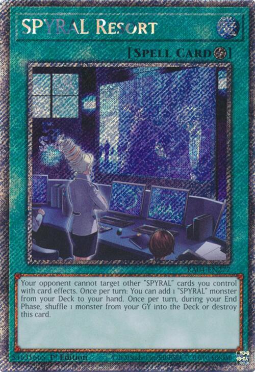 SPYRAL Resort (Platinum Secret Rare) RA04-EN277 card from Quarter Century Stampede