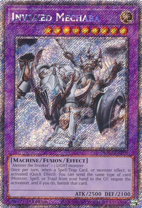 Invoked Mechaba (Platinum Secret Rare) RA04-EN279 card from Quarter Century Stampede