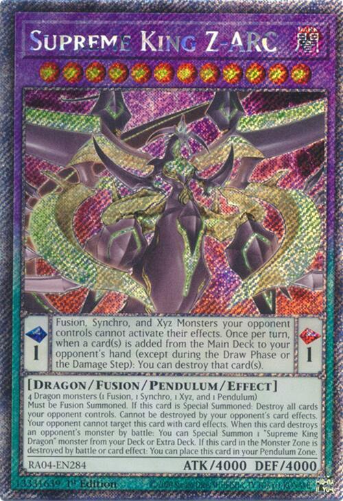 Supreme King Z-ARC (Platinum Secret Rare) RA04-EN284 card from Quarter Century Stampede
