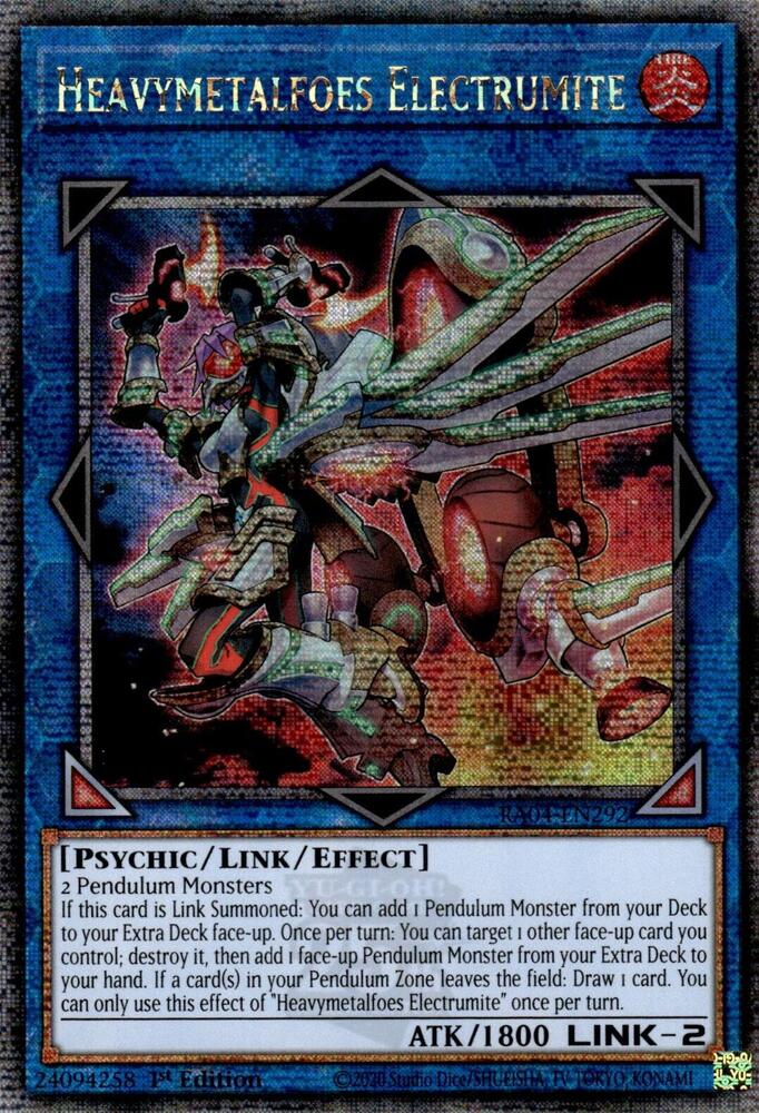 Heavymetalfoes Electrumite (Quarter Century Secret Rare) RA04-EN292 card from Quarter Century Stampede