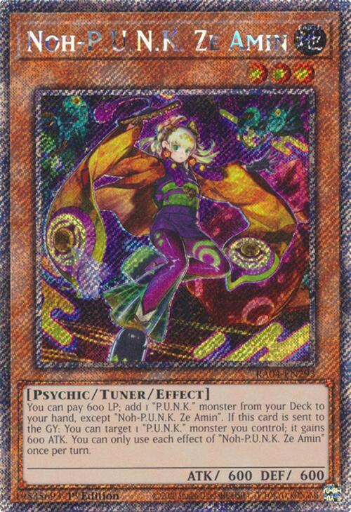 Noh-P.U.N.K. Ze Amin (Platinum Secret Rare) RA04-EN293 card from Quarter Century Stampede