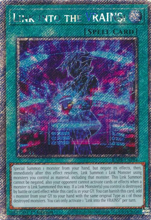 Link into the VRAINS! (Platinum Secret Rare) RA04-EN294 card from Quarter Century Stampede