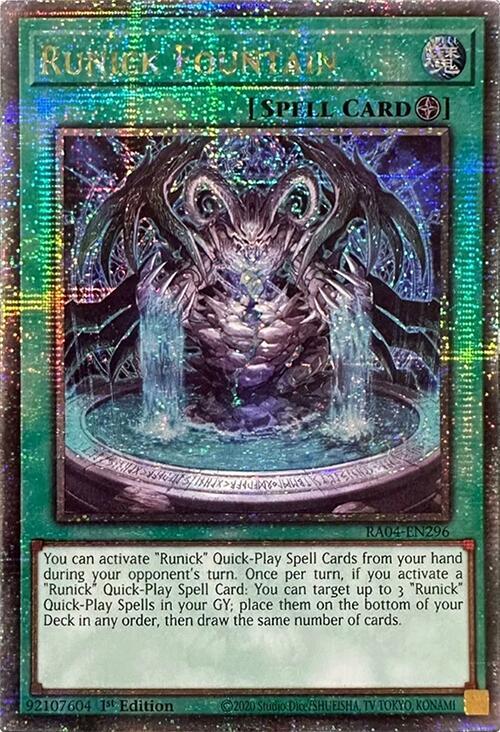 Runick Fountain (Quarter Century Secret Rare) RA04-EN296 card from Quarter Century Stampede
