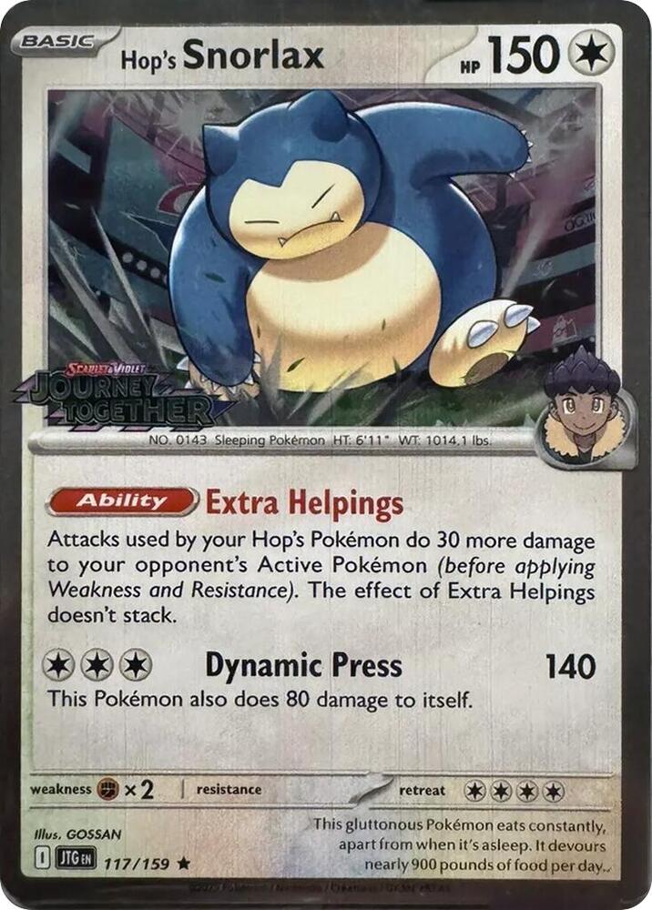 Hop's Snorlax (Cosmos Holo) 117/159 card from SV09: Journey Together