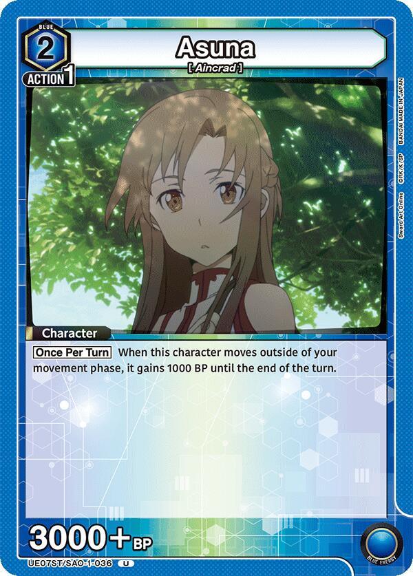 Asuna UE07ST/SAO-1-036 card from UE07ST: Sword Art Online Starter Deck