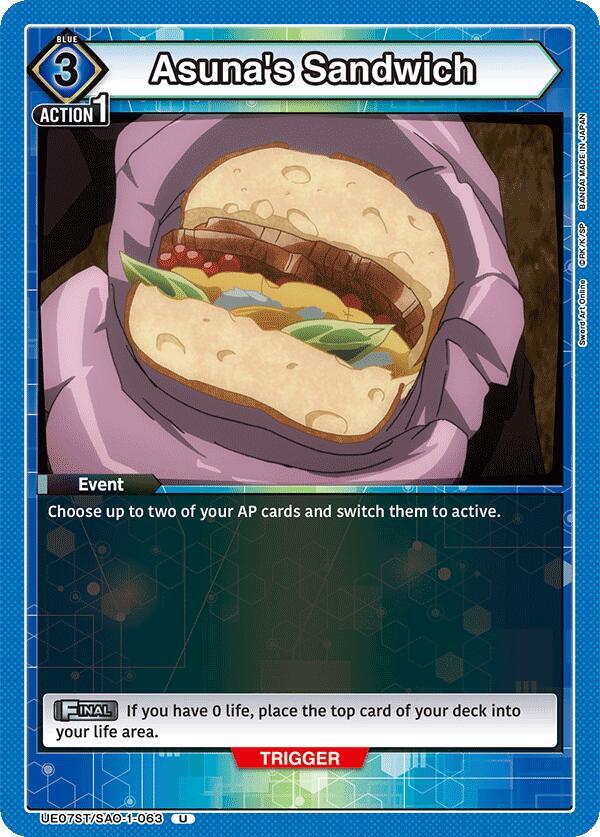 Asuna's Sandwich UE07ST/SAO-1-063 card from UE07ST: Sword Art Online Starter Deck