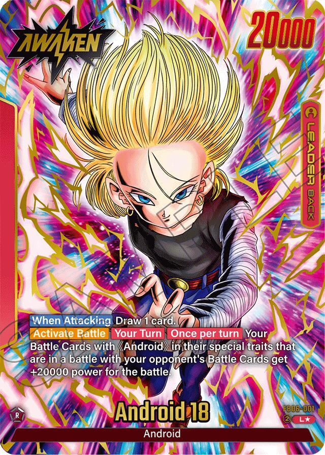 Android 18 (Alternate Art) FB06-001 card from Rivals Clash