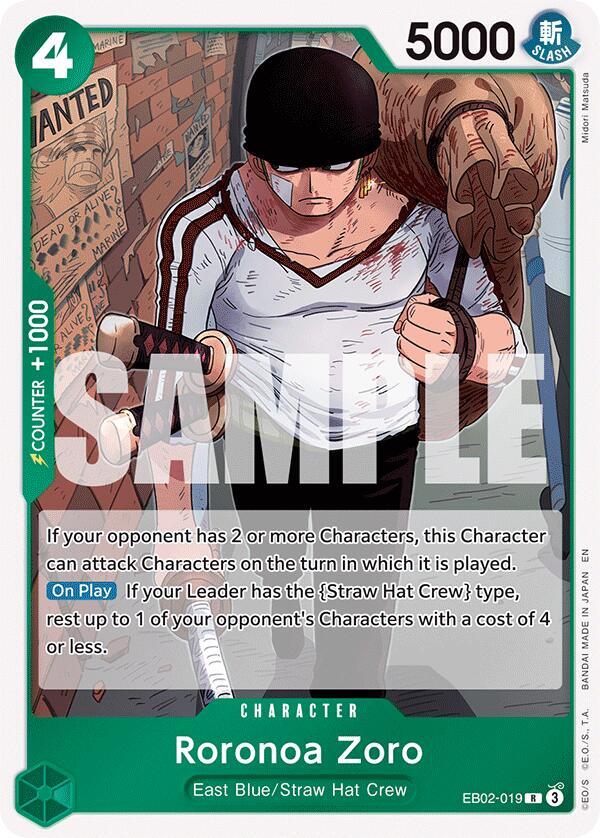 Roronoa Zoro EB02-019 card from Extra Booster: Anime 25th Collection
