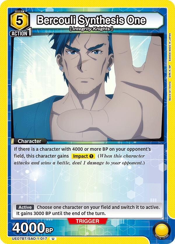 Bercouli Synthesis One UE07BT/SAO-1-017 card from UE07BT: Sword Art Online