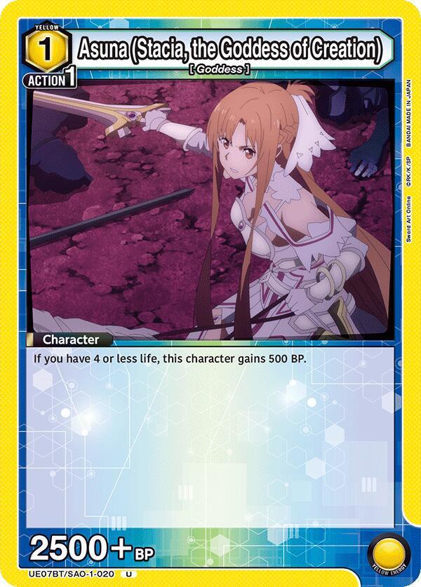 Asuna (Stacia, the Goddess of Creation) UE07BT/SAO-1-020 card from UE07BT: Sword Art Online
