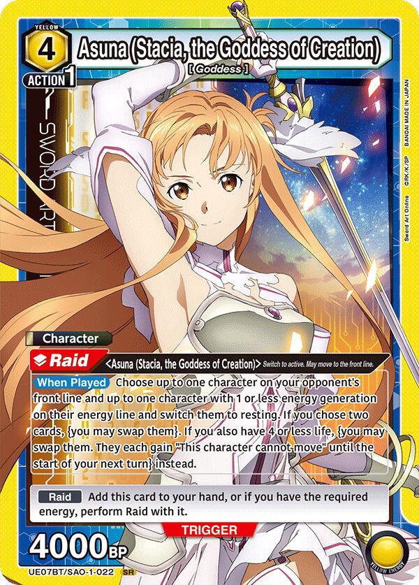 Asuna (Stacia, the Goddess of Creation) UE07BT/SAO-1-022 card from UE07BT: Sword Art Online