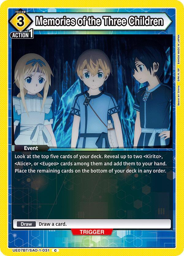 Memories of the Three Children UE07BT/SAO-1-031 card from UE07BT: Sword Art Online