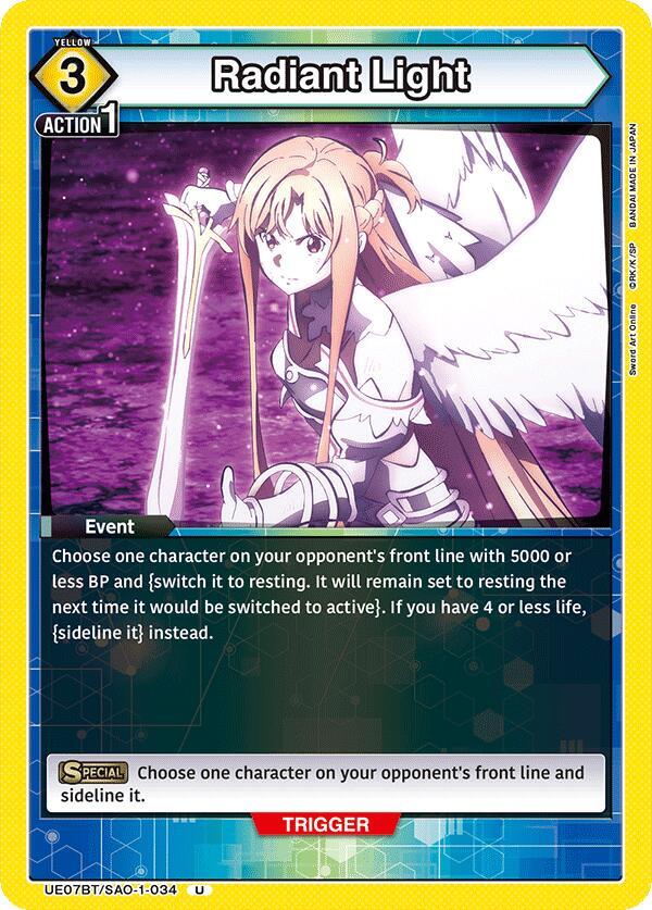 Radiant Light UE07BT/SAO-1-034 card from UE07BT: Sword Art Online