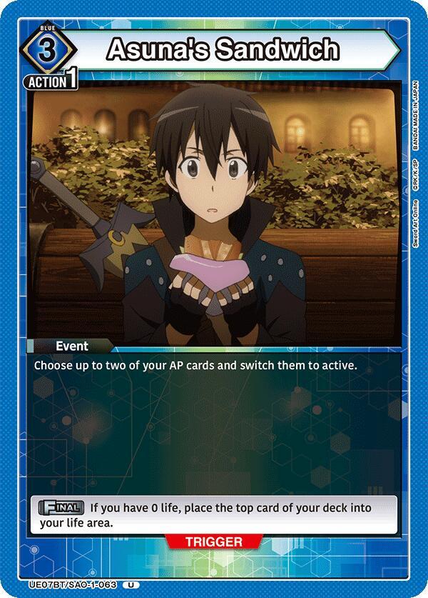 Asuna's Sandwich UE07BT/SAO-1-063 card from UE07BT: Sword Art Online