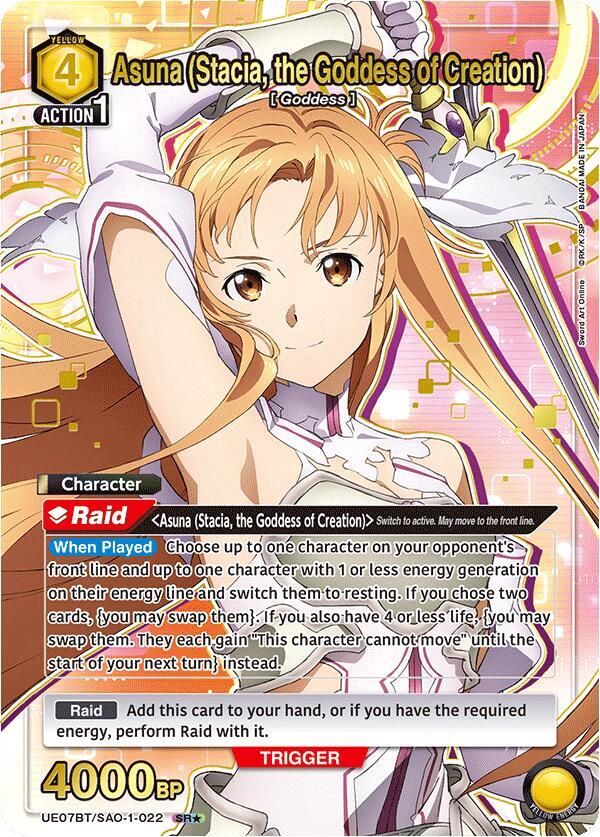 Asuna (Stacia, the Goddess of Creation) (SR*) UE07BT/SAO-1-022 card from UE07BT: Sword Art Online