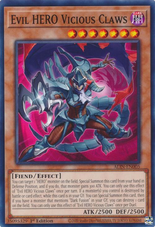 Evil HERO Vicious Claws ALIN-EN005 card from Alliance Insight