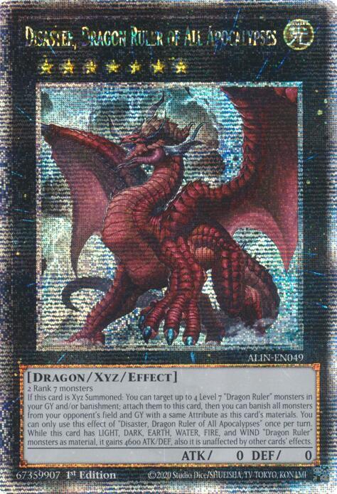 Disaster, Dragon Ruler of All Apocalypses (Quarter Century Secret Rare) ALIN-EN049 card from Alliance Insight