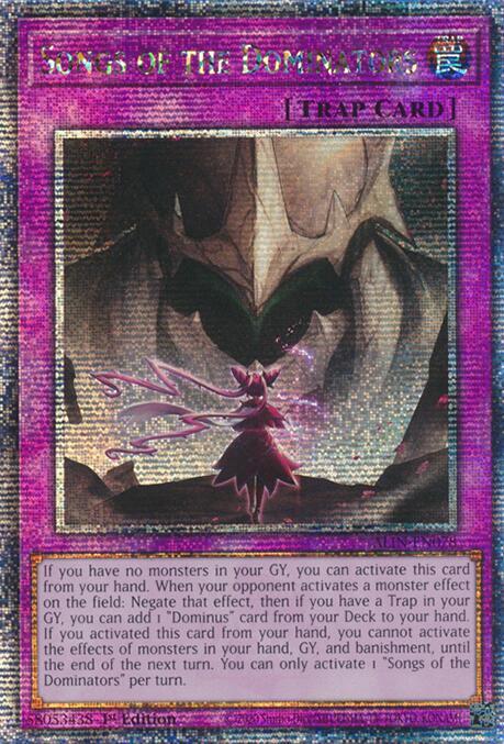 Songs of the Dominators (Quarter Century Secret Rare) ALIN-EN078 card from Alliance Insight