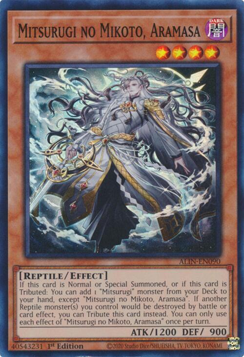 Mitsurugi no Mikoto, Aramasa ALIN-EN090 card from Alliance Insight