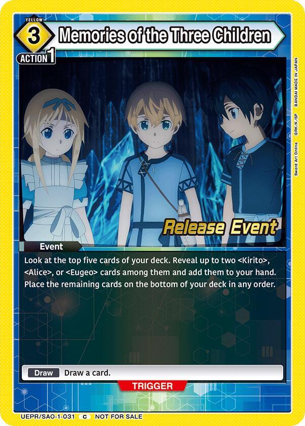 Memories of the Three Children UEPR/SAO-1-031 card from UE07BT: Sword Art Online Release Event Cards