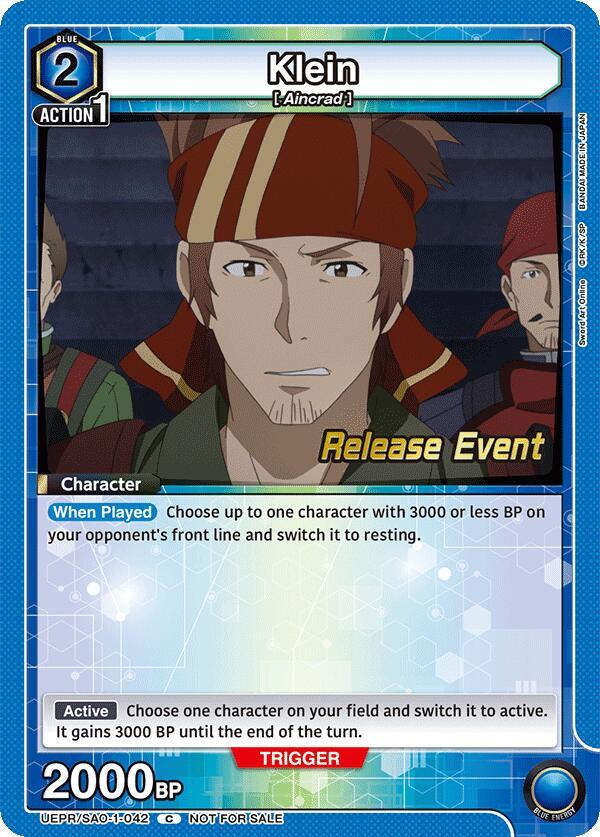 Klein UEPR/SAO-1-042 card from UE07BT: Sword Art Online Release Event Cards