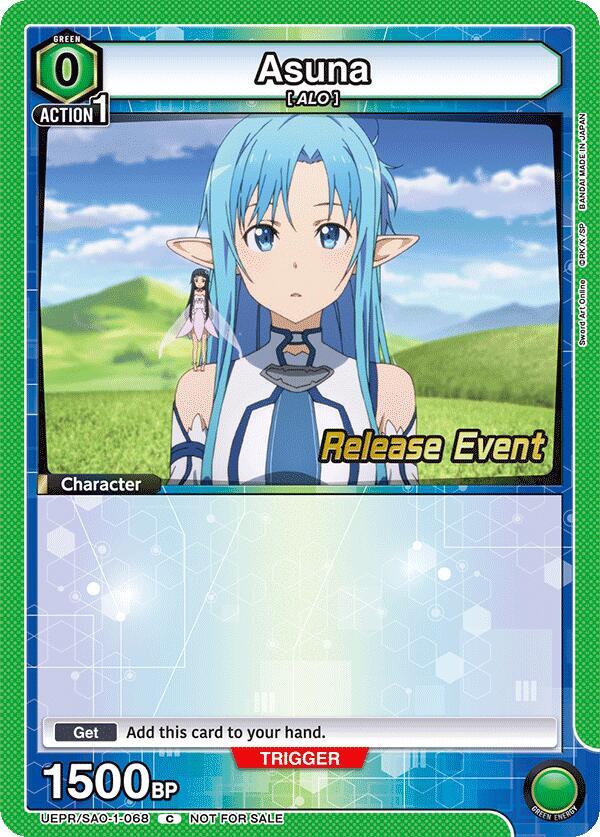 Asuna UEPR/SAO-1-068 card from UE07BT: Sword Art Online Release Event Cards